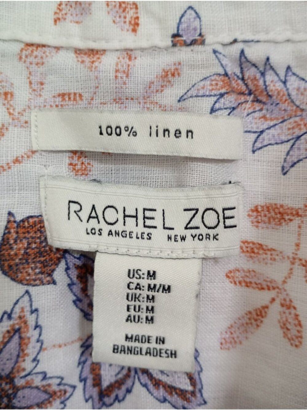 Rachel Zoe Womens 100% Linen Floral Button-Up Shirt Size M - Picture 2 of 13